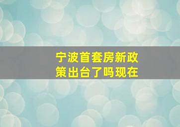 宁波首套房新政策出台了吗现在