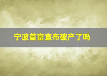 宁波首富宣布破产了吗