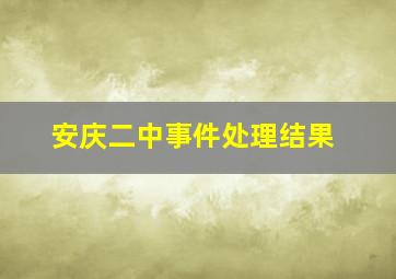 安庆二中事件处理结果