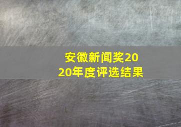 安徽新闻奖2020年度评选结果