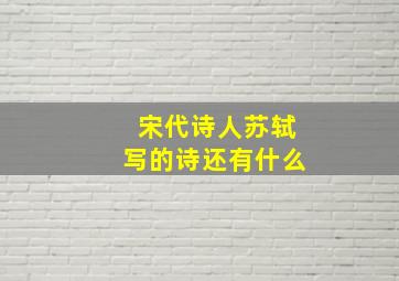 宋代诗人苏轼写的诗还有什么