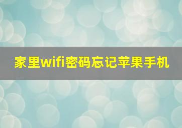 家里wifi密码忘记苹果手机