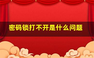 密码锁打不开是什么问题