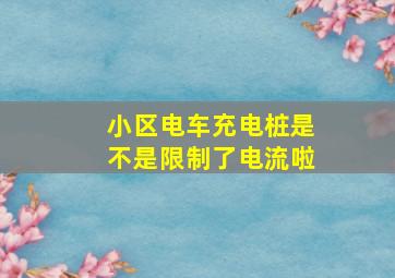 小区电车充电桩是不是限制了电流啦