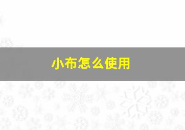 小布怎么使用