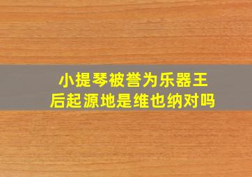 小提琴被誉为乐器王后起源地是维也纳对吗