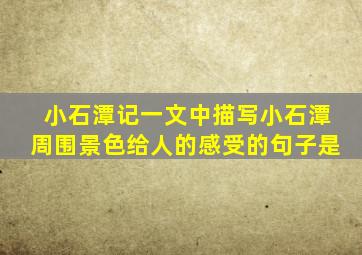 小石潭记一文中描写小石潭周围景色给人的感受的句子是