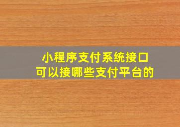 小程序支付系统接口可以接哪些支付平台的