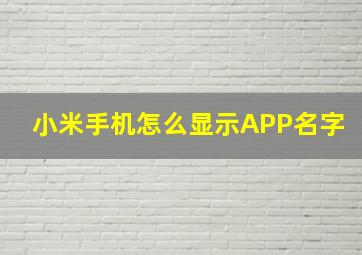 小米手机怎么显示APP名字