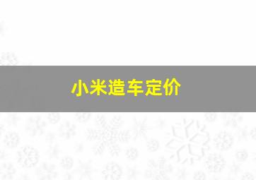 小米造车定价