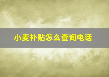 小麦补贴怎么查询电话