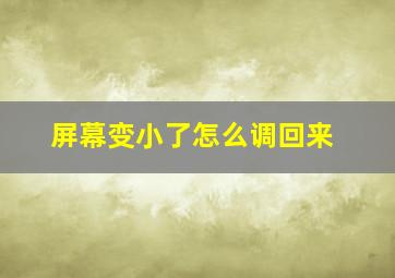 屏幕变小了怎么调回来