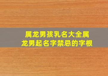 属龙男孩乳名大全属龙男起名字禁忌的字根