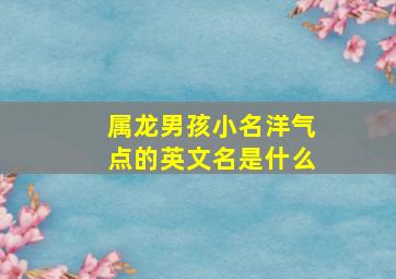 属龙男孩小名洋气点的英文名是什么