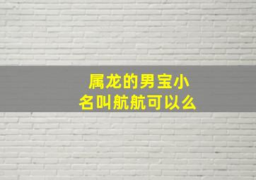 属龙的男宝小名叫航航可以么