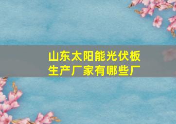 山东太阳能光伏板生产厂家有哪些厂