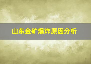 山东金矿爆炸原因分析