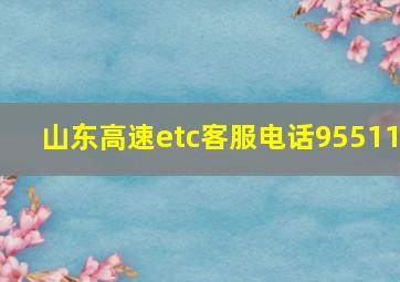 山东高速etc客服电话95511