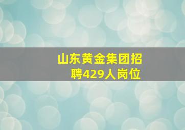 山东黄金集团招聘429人岗位