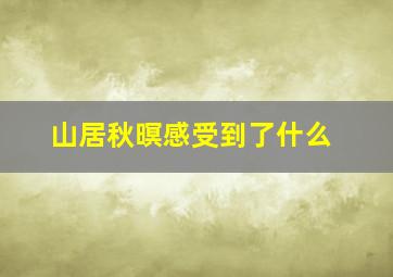 山居秋暝感受到了什么