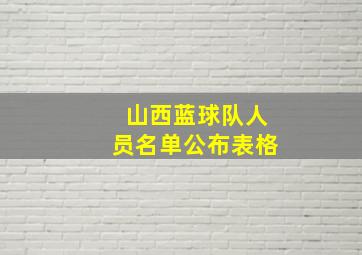 山西蓝球队人员名单公布表格