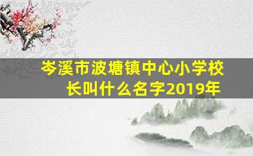 岑溪市波塘镇中心小学校长叫什么名字2019年