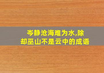 岑静沧海难为水,除却巫山不是云中的成语