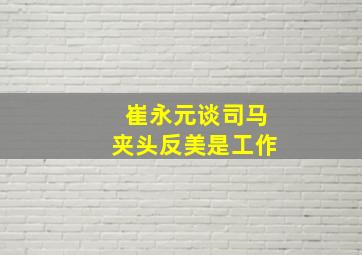 崔永元谈司马夹头反美是工作