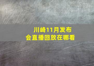 川崎11月发布会直播回放在哪看