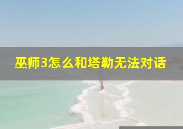 巫师3怎么和塔勒无法对话