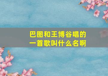 巴图和王博谷唱的一首歌叫什么名啊