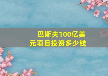 巴斯夫100亿美元项目投资多少钱