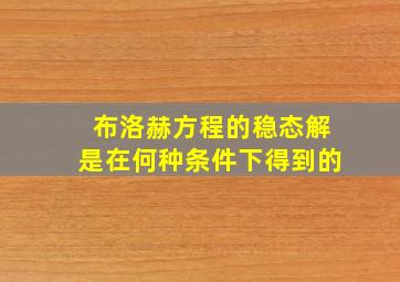 布洛赫方程的稳态解是在何种条件下得到的