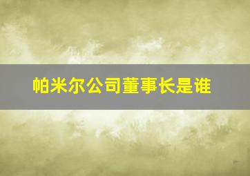 帕米尔公司董事长是谁