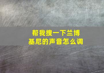 帮我搜一下兰博基尼的声音怎么调