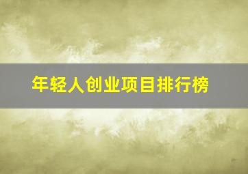 年轻人创业项目排行榜