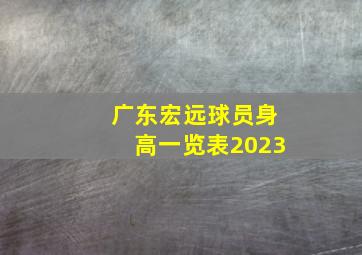 广东宏远球员身高一览表2023