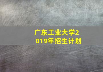 广东工业大学2019年招生计划