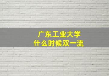 广东工业大学什么时候双一流