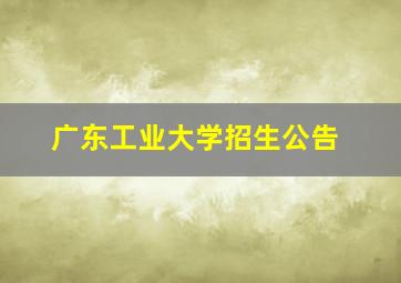 广东工业大学招生公告