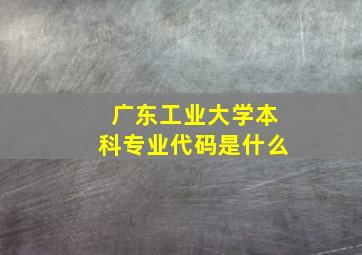 广东工业大学本科专业代码是什么