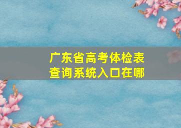 广东省高考体检表查询系统入口在哪