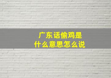 广东话偷鸡是什么意思怎么说