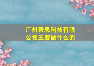 广州普思科技有限公司主要做什么的