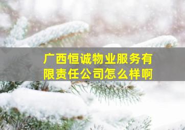 广西恒诚物业服务有限责任公司怎么样啊