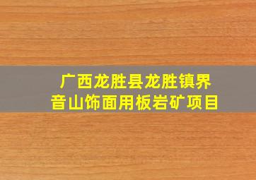 广西龙胜县龙胜镇界音山饰面用板岩矿项目