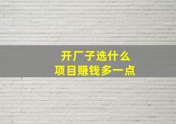 开厂子选什么项目赚钱多一点