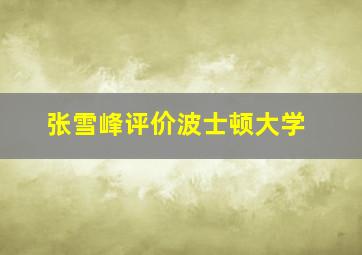 张雪峰评价波士顿大学