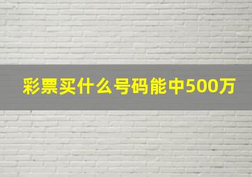 彩票买什么号码能中500万