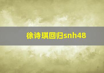 徐诗琪回归snh48